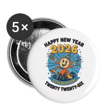 Bonne année 2026 Célébration du vingt-vingt-six - Lot de 5 grands badges (56 mm) - blanc - Devant
