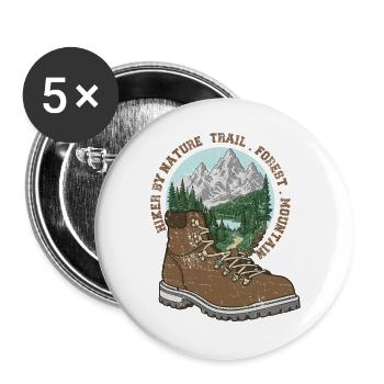 Minimalistisches Wanderer-Design - Buttons groß 56 mm (5er Pack) - Weiß - Vorne