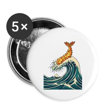 The Great Tempura Wave - Buttons large 2.2''/56 mm (5-pack) - white - Front