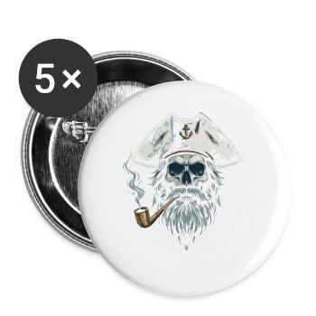Capitaine Skull Sailor Bateau nautique Sea Lake - Lot de 5 grands badges (56 mm) - blanc - Devant