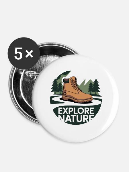 Entdecken Sie den Natur-Wanderschuh - Buttons groß 56 mm (5er Pack) - Weiß