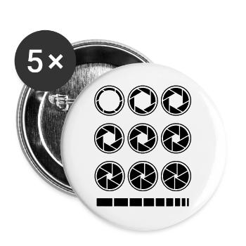 Temps d’exposition à ouverture photographie d’appareil photo - Lot de 5 grands badges (56 mm) - blanc - Devant