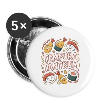 Sushi Tempura Tantrum Japanese Food Enthusiast - Buttons large 2.2''/56 mm (5-pack) - white - Front