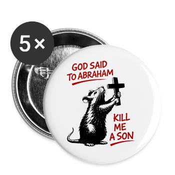 Ratte mit Kreuz Bibel-Satire - Buttons groß 56 mm (5er Pack) - Weiß - Vorne