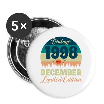 Birthday December 1998 Birthday Gift - Buttons large 2.2''/56 mm (5-pack) - white - Front