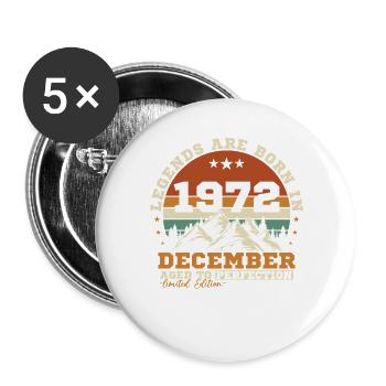 Décembre 1972 Vintage Cadeau D'anniversaire - Lot de 5 grands badges (56 mm) - blanc - Devant