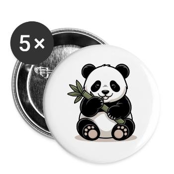 Panda with bamboo stick - Buttons large 2.2''/56 mm (5-pack) - white - Front