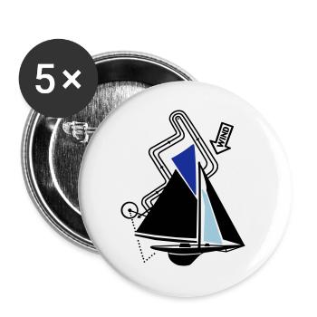 Parcours classique de régate de voilier Voilier Yacht - Lot de 5 grands badges (56 mm) - blanc - Devant