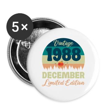 Anniversaire Décembre 1988 Cadeau D'anniversaire  - Lot de 5 grands badges (56 mm) - blanc - Devant