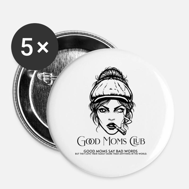 GuteMamasClub Brave Moms - Buttons large 2.2''/56 mm (5-pack) - white