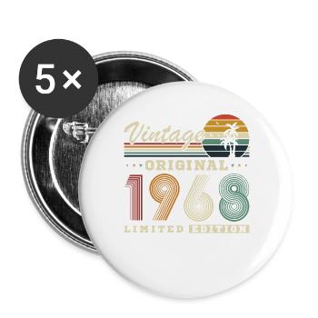 Original 1968 Vintage Vintage Retro Anniversary - Buttons large 2.2''/56 mm (5-pack) - white - Front