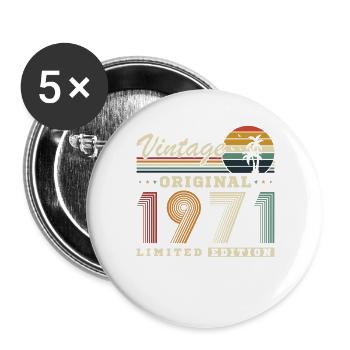 Original 1971 Vintage Retro Anniversary Gift - Buttons large 2.2''/56 mm (5-pack) - white - Front