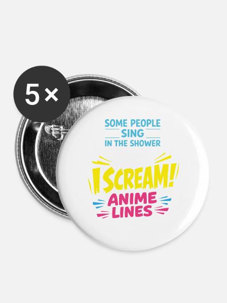 Anime-fangirl Schreit Anime-reaktion - Buttons groß 56 mm (5er Pack) - Weiß