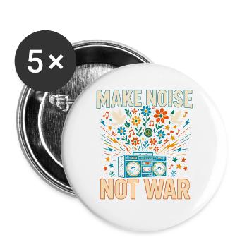 make noise not war, peace music shirt - Buttons large 2.2''/56 mm (5-pack) - white - Front