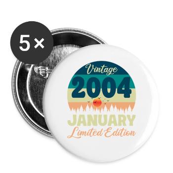 Anniversaire Janvier 2004 Cadeau Vintage Limited - Lot de 5 grands badges (56 mm) - blanc - Devant