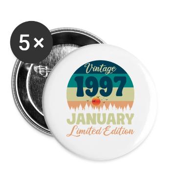 Anniversaire Janvier 1997 Cadeau Vintage Limited - Lot de 5 grands badges (56 mm) - blanc - Devant