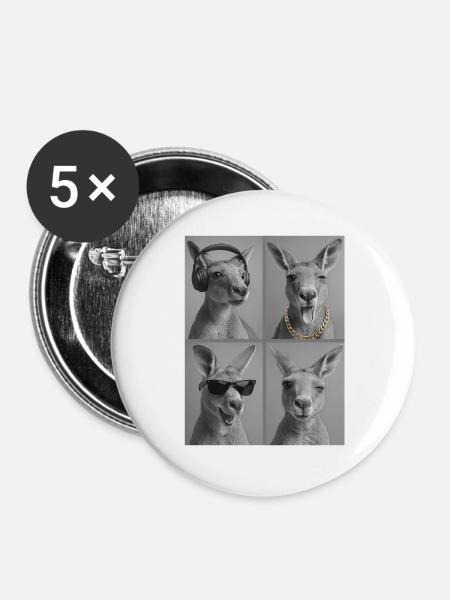 känguru - Buttons groß 56 mm (5er Pack) - Weiß