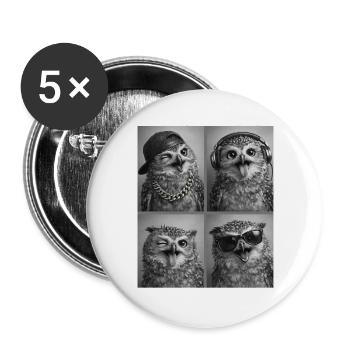 Eule - Buttons groß 56 mm (5er Pack) - Weiß - Vorne