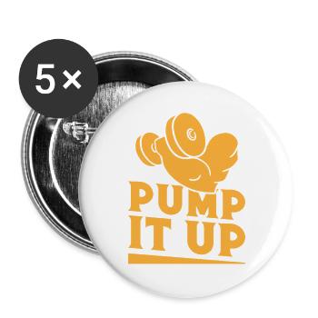 Les passionnés de fitness Pump It Up Gymnase de Calisthénie - Lot de 5 grands badges (56 mm) - blanc - Devant