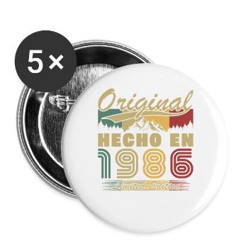Made in 1986 Vintage Birthday Gift - Buttons large 2.2''/56 mm (5-pack) - white - Front