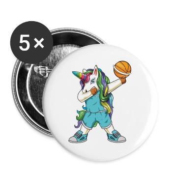 Funny Dabbing Basketball Unicorn Baller Sport Gift - Buttons large 2.2''/56 mm (5-pack) - white - Front