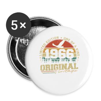 Original 1966 Vintage Born Retro Birthday - Buttons large 2.2''/56 mm (5-pack) - white - Front