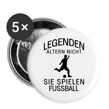 Legenden altern nicht Fußball - Buttons groß 56 mm (5er Pack) - Weiß - Vorne