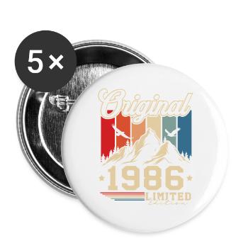 Cadeau vintage 1986 - Lot de 5 grands badges (56 mm) - blanc - Devant