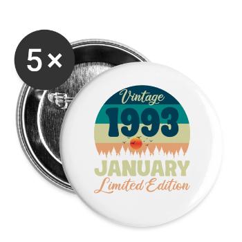 Geburtstag Januar 1993 Geschenk Vintage Limited - Buttons groß 56 mm (5er Pack) - Weiß - Vorne