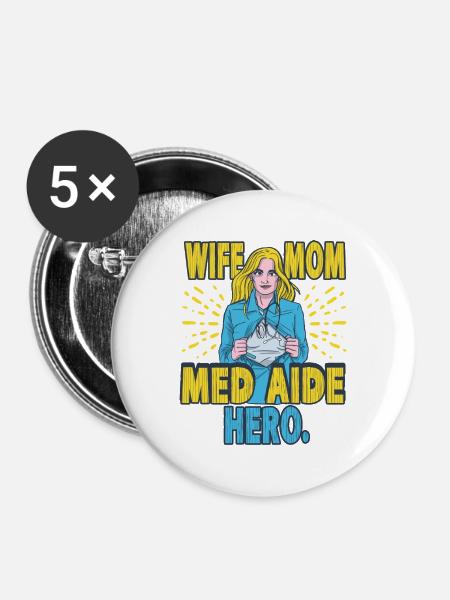 Medizinische Fachangestellte MFA Mutter - Buttons groß 56 mm (5er Pack) - Weiß