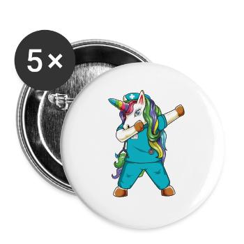 Dabbing Nurse Unicorn – lustige medizinische Gesundheitsversorgung - Buttons groß 56 mm (5er Pack) - Weiß - Vorne