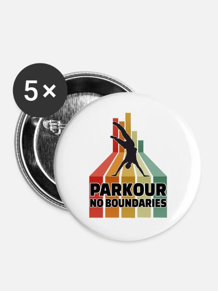 Parkour ohne Grenzen - Buttons groß 56 mm (5er Pack) - Weiß