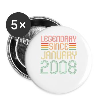 Légendaire depuis janvier 2008, Rétro, anniversaire - Lot de 5 grands badges (56 mm) - blanc - Devant