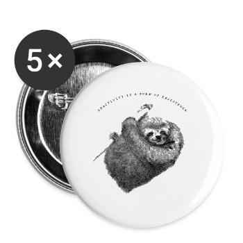 Faultier_Sloth - Buttons groß 56 mm (5er Pack) - Weiß - Vorne