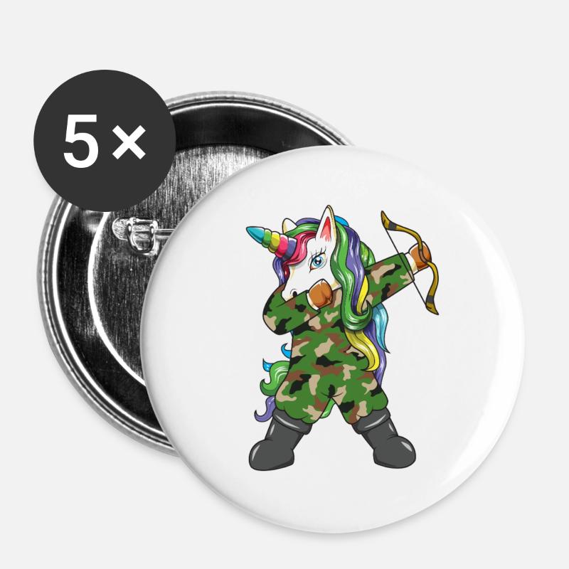 Dabbing Unicorn Hunter Camo Archer Bow Hunter - Buttons large 2.2''/56 mm (5-pack) - white