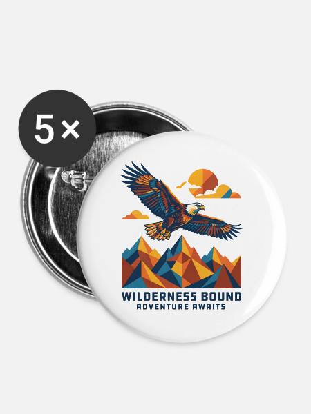 Wilderness Bound - Adventure awaits - Buttons groß 56 mm (5er Pack) - Weiß