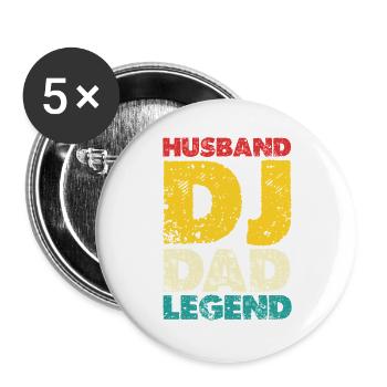 Husband DJ Dad Legende - Buttons groß 56 mm (5er Pack) - Weiß - Vorne