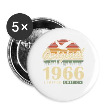 1966 Vintage Born Retro Vintage Birthday - Buttons large 2.2''/56 mm (5-pack) - white - Front