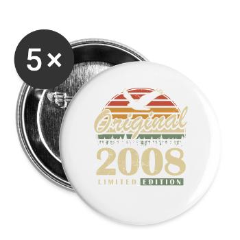 Anniversaire vintage Vintage Né Rétro Vintage 2008 - Lot de 5 grands badges (56 mm) - blanc - Devant