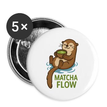 Matcha Flow Otter - Buttons groß 56 mm (5er Pack) - Weiß - Vorne
