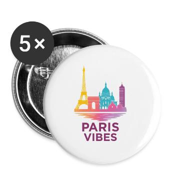 Paris Vibes Gradient Skyline - Buttons large 2.2''/56 mm (5-pack) - white - Front