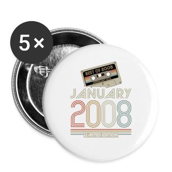 Légendaire depuis janvier 2008, Rétro, anniversaire - Lot de 5 grands badges (56 mm) - blanc - Devant