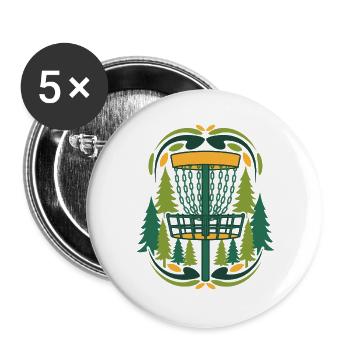Forest Disc Golf Basket Flying Disc Scene - Buttons large 2.2''/56 mm (5-pack) - white - Front
