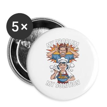 Ramen My Problem My Pictogram Mom Food Enthusiast - Buttons groß 56 mm (5er Pack) - Weiß - Vorne