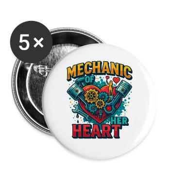 Valentinstag mechaniker herz, schrauber der liebe - Buttons groß 56 mm (5er Pack) - Weiß - Vorne