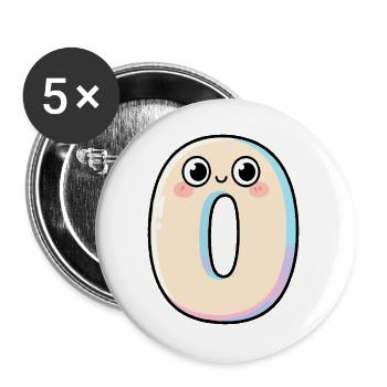 Zero Kawaii lächelt - Buttons groß 56 mm (5er Pack) - Weiß - Vorne