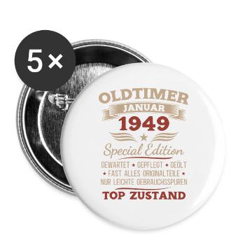 77th Birthday Gift Vintage Car January 1949 - Buttons large 2.2''/56 mm (5-pack) - white - Front