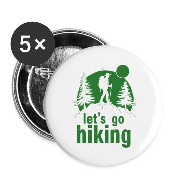 Let's go hiking mountaineer hiker silhouette - Buttons large 2.2''/56 mm (5-pack) - white - Front