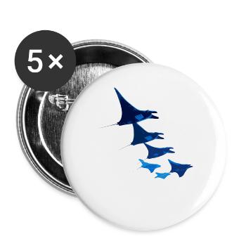 Manta Rochen Teufelsrochen Stachelrochen Taucher - Buttons groß 56 mm (5er Pack) - Weiß - Vorne