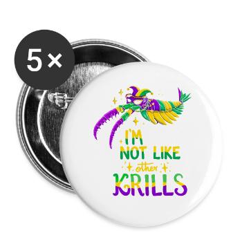 Crabe de Mardi Gras - Lot de 5 grands badges (56 mm) - blanc - Devant